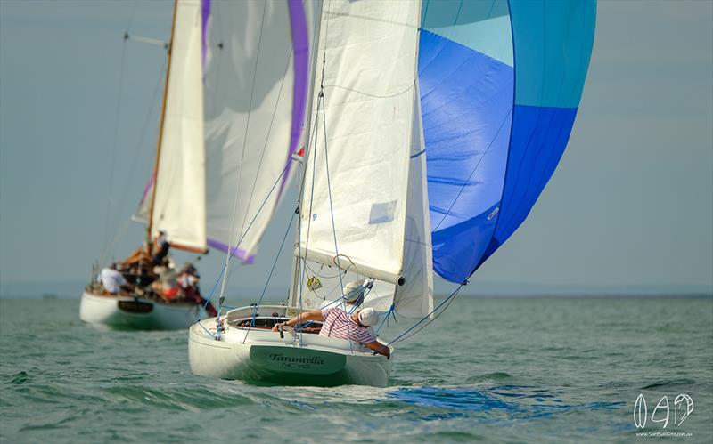 Another downwind start to commence race two - Vintage Yacht Regatta photo copyright Mitch Pearson / Surf Sail Kite taken at Queensland Cruising Yacht Club and featuring the Classic Yachts class