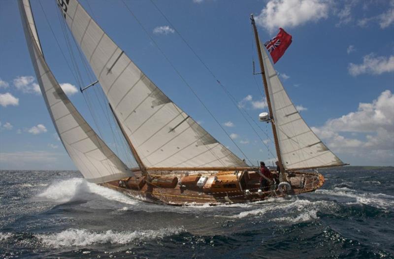The oldest boat in the Rolex Fastnet Race - the 1939 Amokura will be raced two handed by owner Paul Moxon photo copyright Nic Compton taken at Royal Ocean Racing Club and featuring the Classic Yachts class
