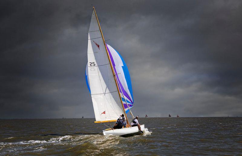 Tumlare 'Zest' spinnaker reaching - Mersea Week 2021 photo copyright Chrissie Westgate taken at West Mersea Yacht Club and featuring the Classic Yachts class