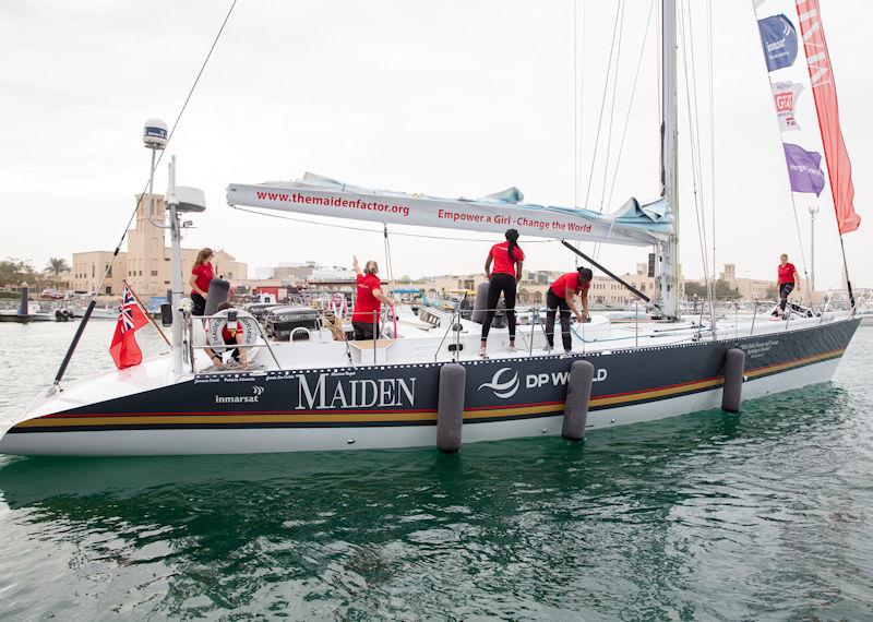Maiden departs Dubai on the 2021-2024 World Tour photo copyright Pia Torelli / The Maiden Factor taken at Dubai Offshore Sailing Club and featuring the Classic Yachts class