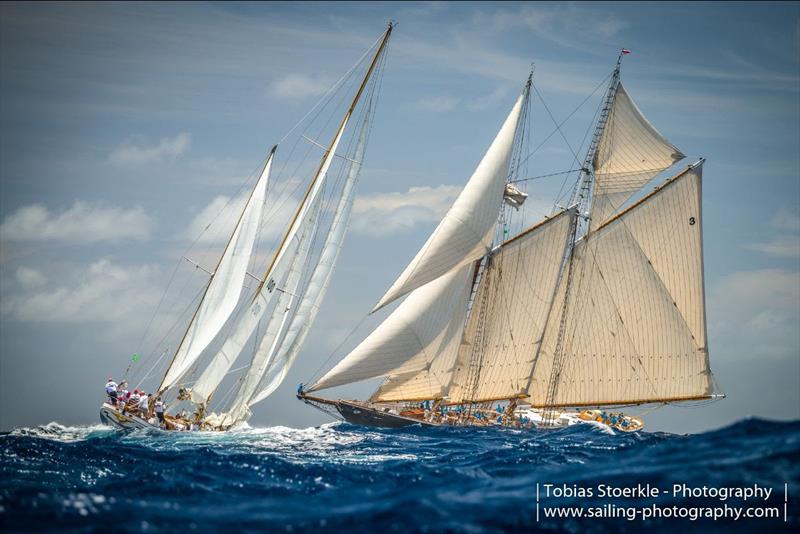 Ticonderoga and Columbia - Antigua Classic Yacht Regatta photo copyright Tobias Stoerkle taken at Antigua Yacht Club and featuring the Classic Yachts class