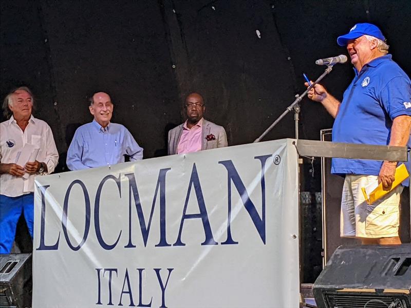 The Skippers Briefing and Concours D'Elegance prize giving with Tommy Paterson, Chairman Carlo Falcone, Judge Eric Tulla and the Honerable Chet Greene - photo © Antigua Classic Yacht Regatta