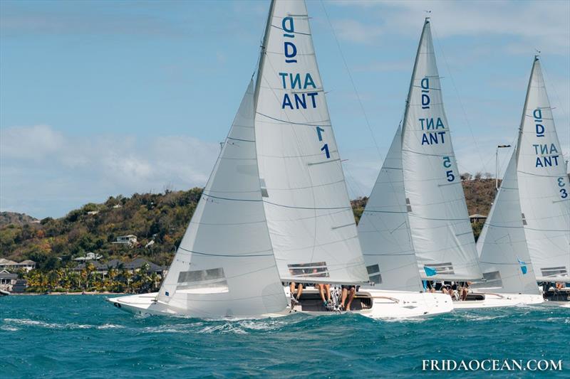 Antigua, Cortina and Monaco yacht clubs racing dragons - 2022 Antigua Classic Yacht Regatta photo copyright fridaocean.com taken at Antigua Yacht Club and featuring the Classic Yachts class