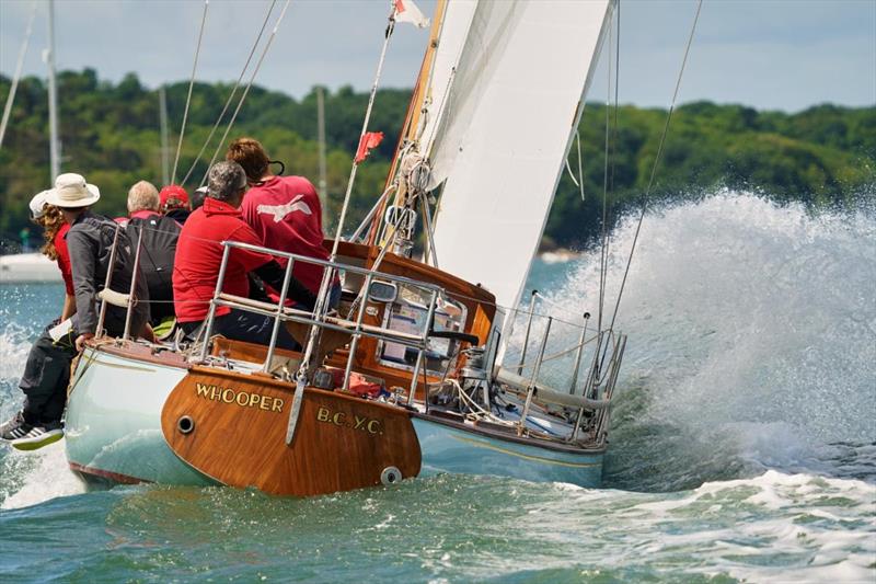Whooper powers upwind during Cowes Spring Classics 2022 photo copyright Chris Brown Photography taken at Cowes Corinthian Yacht Club and featuring the Classic Yachts class