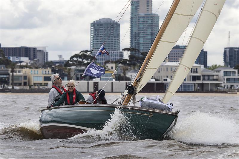 Zephyr Skipped by Peter Bannerman enjoyed their day on the water with smiles all round. They had a consistent day of racing with two seconds in Div 2 photo copyright A. J. McKinnon taken at Royal Yacht Club of Victoria and featuring the Classic Yachts class