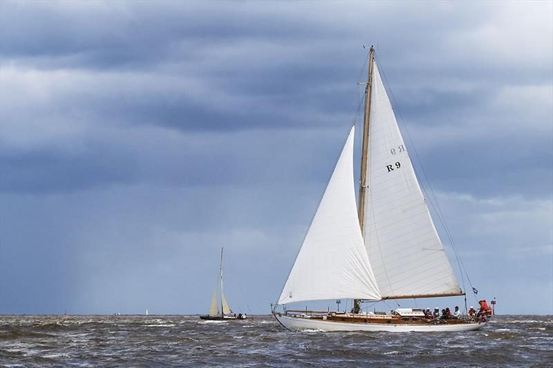 Scimitar skippered by Damian Purcell sailing in Division 1 photo copyright A. J. McKinnon taken at Royal Yacht Club of Victoria and featuring the Classic Yachts class