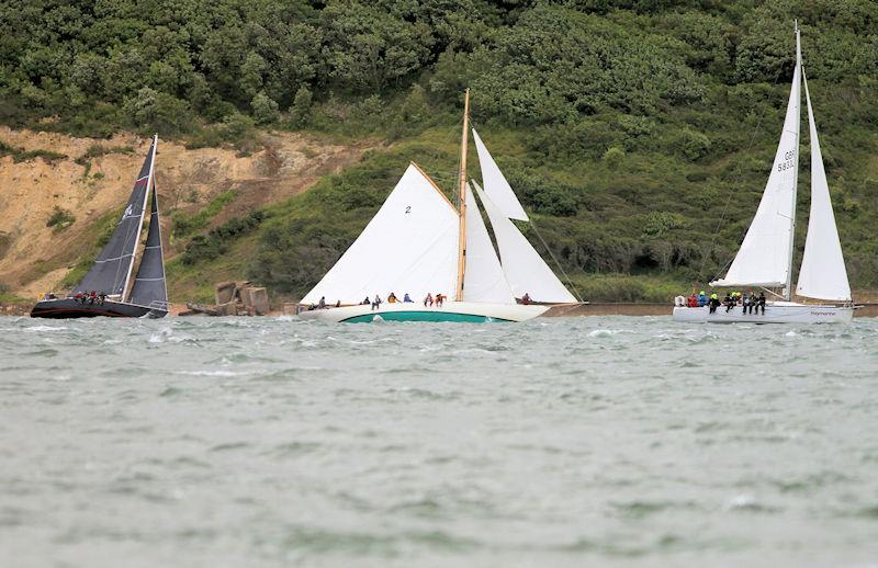 The 2023 Round the Island Race fleet pass through the Hurst narrows photo copyright Sam Jardine taken at Island Sailing Club, Cowes and featuring the Classic Yachts class