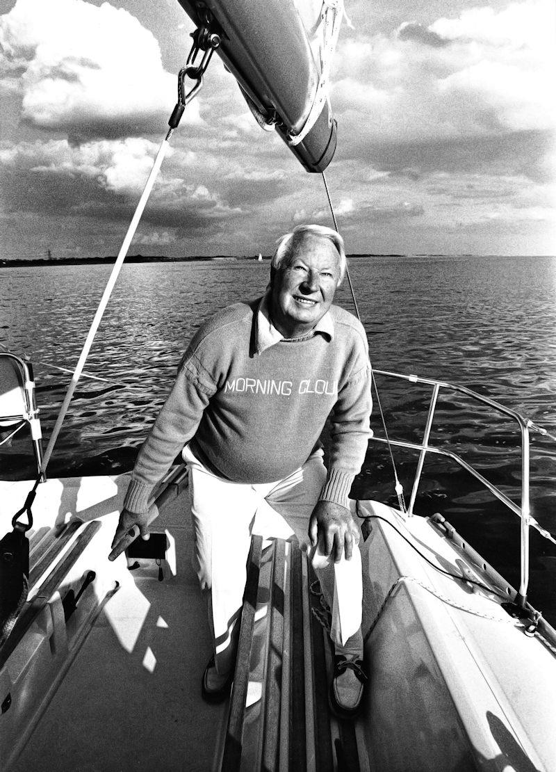 Sir Edward Heath aboard Morning Cloud in 1987 photo copyright The Sir Edward Heath Charitable Foundation taken at  and featuring the Classic Yachts class