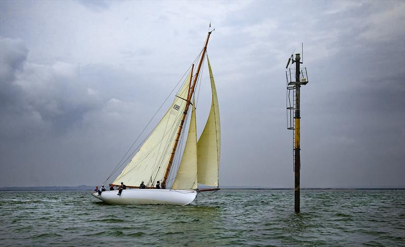 Richard Mathews Kismet approaching the Nass Beacon photo copyright Chrissie Westgate taken at West Mersea Yacht Club and featuring the Classic Yachts class