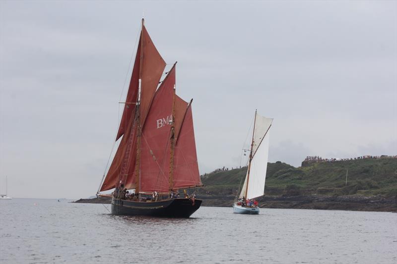 The 1895 Pilgrim of Brixham BM45 sailing in the 2023 Parade of Sail and Power photo copyright David Barnicoat taken at Royal Cornwall Yacht Club and featuring the Classic Yachts class