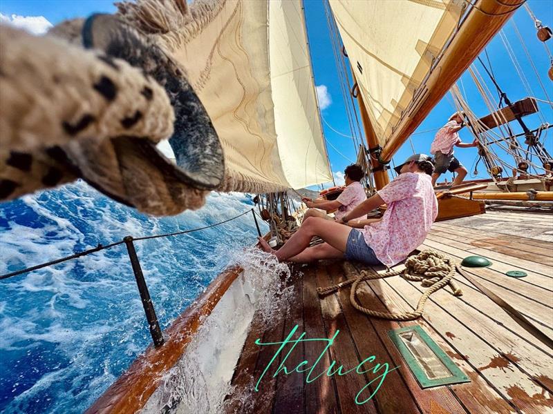 On board Josh Danziger's Cornubia, 1911 Bristol channel pilot cutter - 2025 Antigua Classic Yacht Regatta - photo © The Lucy
