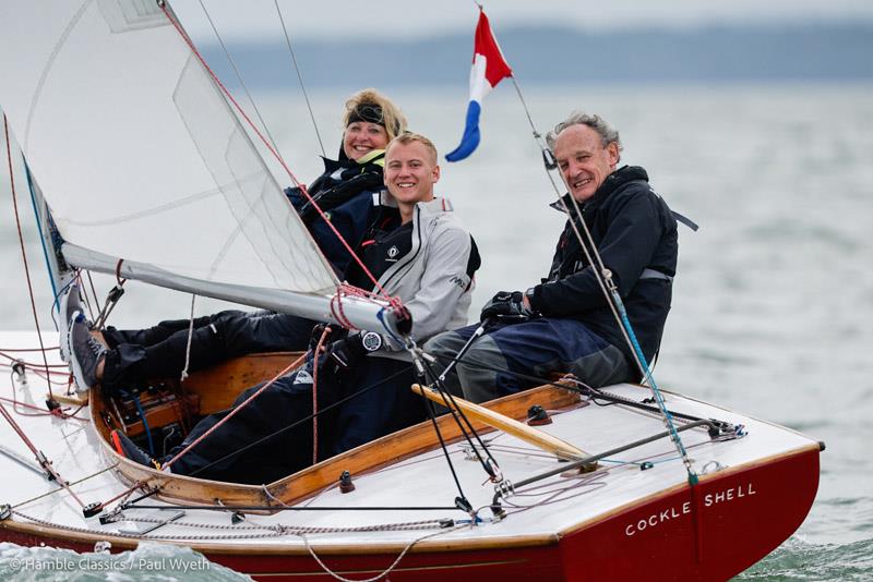 Vicki and Jonty Sherwill with crew Oliver Crichton-Lee (centre) - 10th Hamble Classics Regatta - photo © Paul Wyeth / www.pwpictures.com
