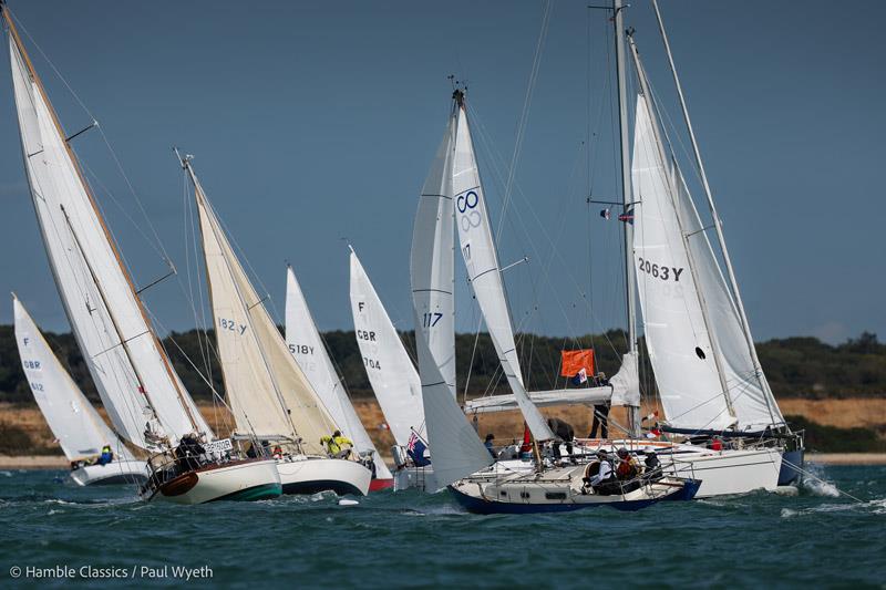 Start line action – Regatta Handicap Class - 10th Hamble Classics Regatta - photo © Paul Wyeth / www.pwpictures.com