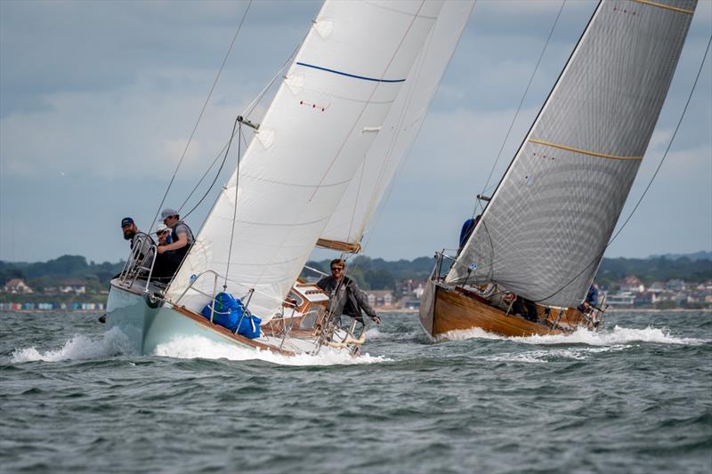Whooper (leading) and Volonte in IRC 1 - Cowes Spring Classics 2026 photo copyright Chris Brown / www.chrisbrownphotography.co.uk taken at Cowes Corinthian Yacht Club and featuring the Classic Yachts class