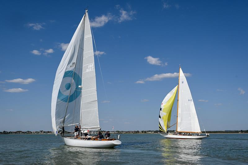 Chris Cecil-Wright's Nicholson 55 Eager with the German-flagged and built 12mR Anita - British Classic Week day 1 - photo © Chris Brown / www.chrisbrownphotography.co.uk