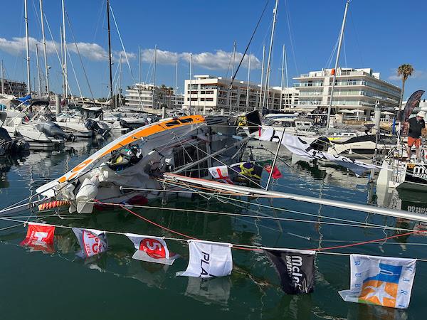 McIntyre Adventure Globe 5.80 Transat start: Compulsory mast pull down for Globe 5.80 Class registration to confirm 150 Degrees AVS holding an average of 50KG with the mast at 90 degrees photo copyright Globe 5.80 Transat taken at  and featuring the Class Mini 5.80 class