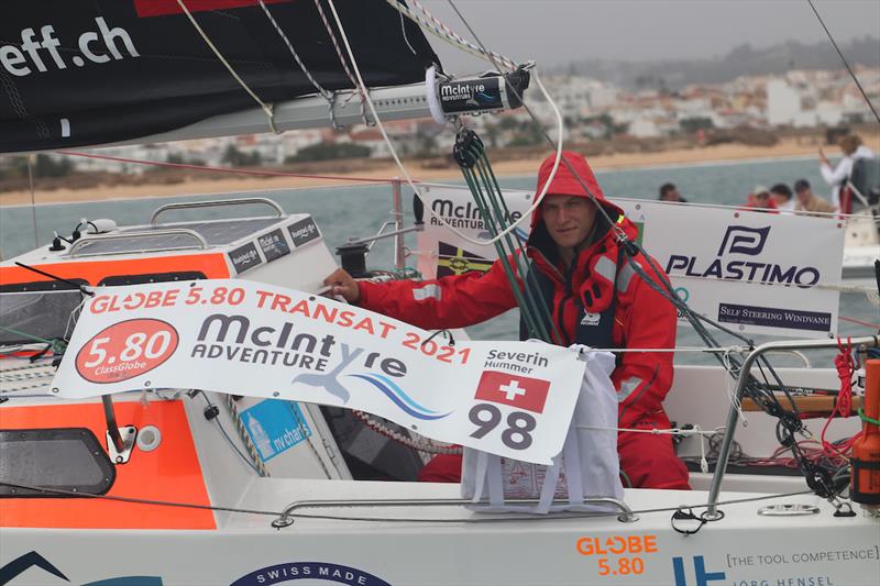 McIntyre Adventure Globe 5.80 Transat start: Nº98 Severin Hummer (25) - Shrimp - Switzerland photo copyright Globe 5.80 Transat taken at  and featuring the Class Mini 5.80 class