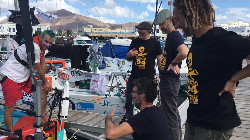 They arrived at the dock at 1pm on the 17th exactly before the Globe 5.80 Transat Entrants about to leave for their 3000 NM journey! What a magic! - photo © Globe 5.80 Transat 