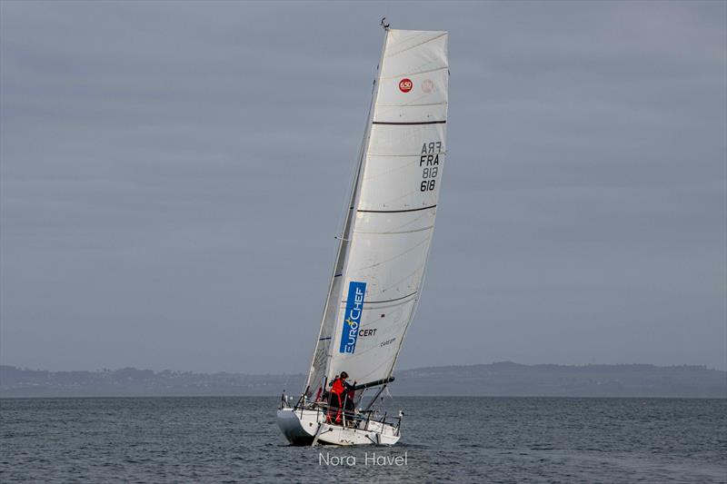 Skipper Ambre Hasson sails her Classe Mini, On the Road Again II (618) ahead of the 2025 Mini Transat photo copyright Nora Havel taken at New Bedford Yacht Club and featuring the Class Mini 5.80 class