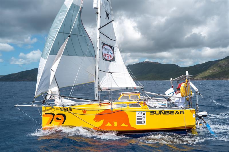 Oldest in the fleet at 71 AUSSIE ERIC MARSH sailed 25 days to windward to make start in Antigua arriving just 3 days before the start. He ran aground on 5 minute gun and 10 this first leg of the MGR was the first time he had ever sailed his boat downwind - photo © Rob Havill / MGR