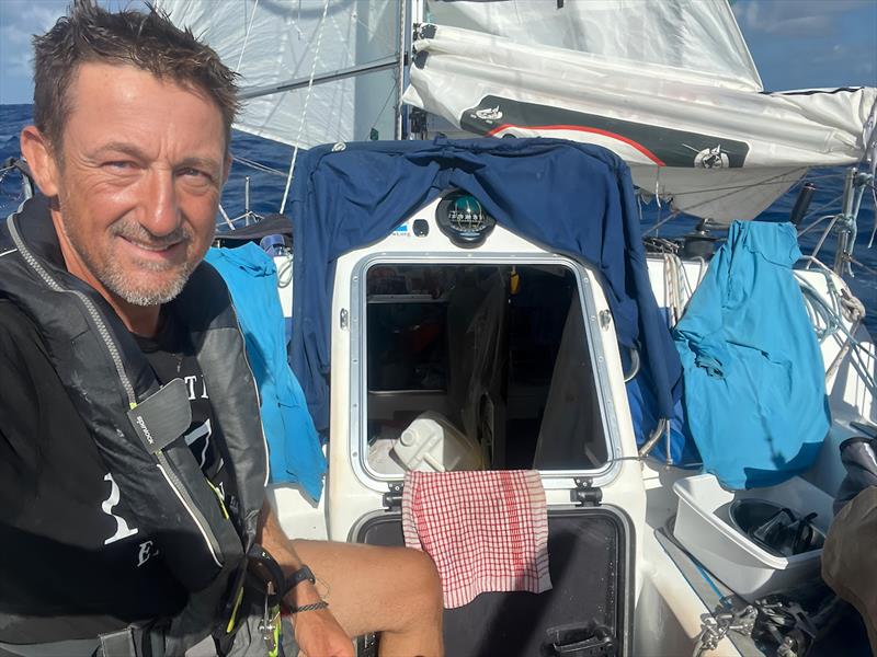 Jakub Ziemkiewicz on BIBI, describe the psychological toll In the doldrums like your world shrinks to a tiny, sweltering box and time stretches endlessly photo copyright Jakub Ziemkiewicz / MGR taken at  and featuring the Class Mini 5.80 class
