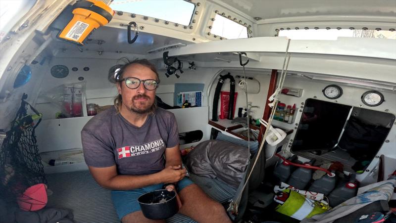 Josh aboard Skookum doesn't suffer from performance anxiety. Since the start of the MGR he's treated it more like a climbing expedition than a yacht race - photo © Josh Kali / MGR2025