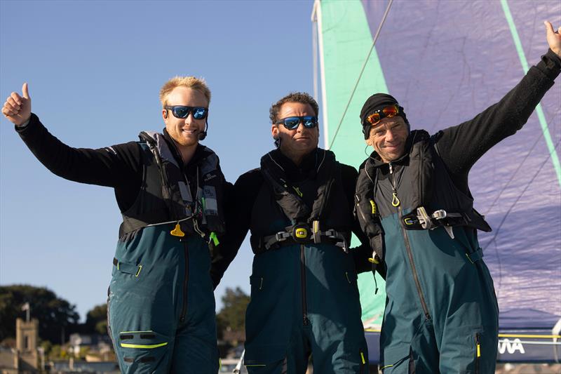 The Arkema Ocean Fifty trimaran skippered by Quentin Vlamynck cross the Royal Yacht Squadron Line and finish 2nd in the offshore leg from France - photo © Lloyd Images / Pro Sailing Tour