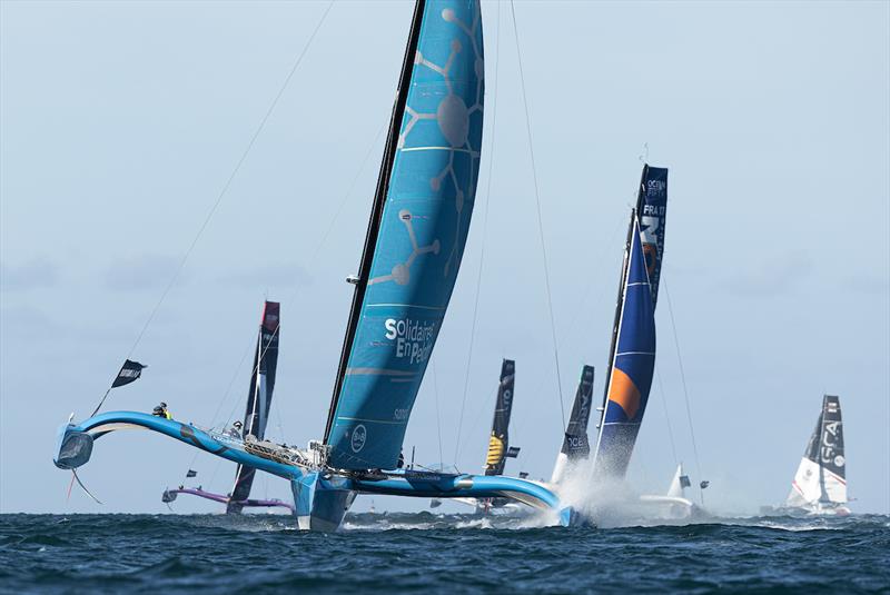 Ocean Fifty Solidaires En Peloton-ARSEP trimaran, led by Thibaut Vauchel-Camus of France, competes offshore during Episode 3 of the Pro Sailing Tour in Saint-Quay-Portrieux on July 3, in Saint-Brieuc, Brittany, France - photo © Lloyd Images / Pro Sailing Tour