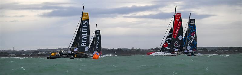 Ocean Fifty boats are back in the race after the security stage during the Transat Jacques Vabre in Lorient, France, on November 6, 2023,  - photo © Vincent Curutchet