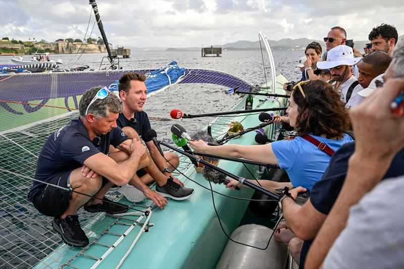 Baptiste Hulin and Thomas Rouxel on Viabilis Oceans win the OCEAN50 division of the Transat Café L'OR 2025 - photo © Jean-Louis Carli / Alea