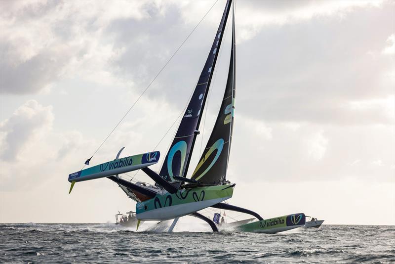 Baptiste Hulin and Thomas Rouxel on Viabilis Oceans win the OCEAN50 division of the Transat Café L'OR 2025 - photo © Jean-Marie Liot / Alea