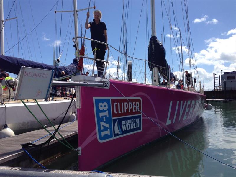 Anne with her team yacht during training in Gosport last year photo copyright Clipper Race taken at  and featuring the Clipper 70 class