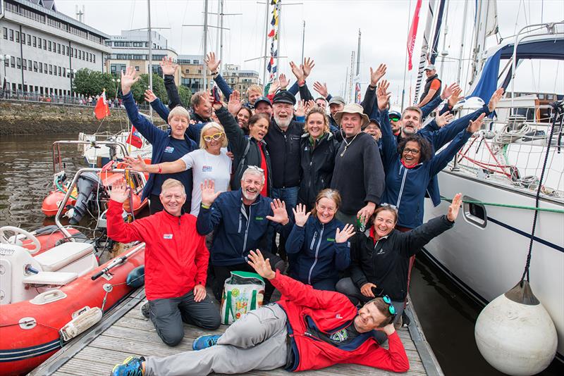 Clipper 2017-18 Round the World Yacht Race - Sir Robin, Ralph Morton from the Seattle Sports Commission, and the Visit Seattle team photo copyright Martin McKeown taken at  and featuring the Clipper 70 class