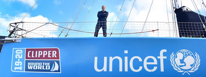 Ian Wiggin aboard the newly branded Unicef UK Yacht - Clipper Round the World Yacht Race photo copyright Clipper Race taken at  and featuring the Clipper 70 class