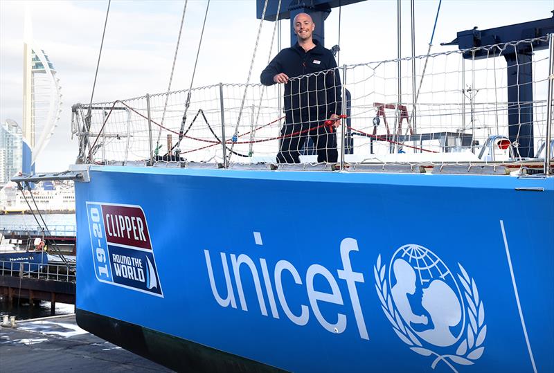 Ian Wiggin aboard the newly branded Unicef UK Yacht - Clipper Round the World Yacht Race photo copyright Clipper Race taken at  and featuring the Clipper 70 class
