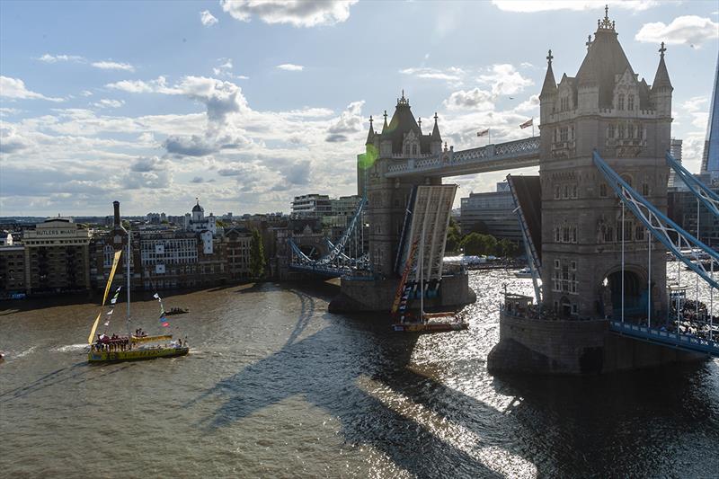 Clipper Race team, Punta del Este, passes through Tower Bridge London photo copyright Jason Bye - www.jasonbye.com taken at  and featuring the Clipper 70 class