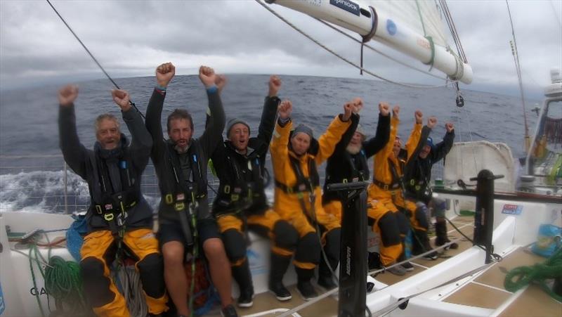 The crew on Unicef making the most of racing through squalls. - The Clipper Race Leg 1 - Race 2, Day 24 photo copyright Clipper Race taken at  and featuring the Clipper 70 class