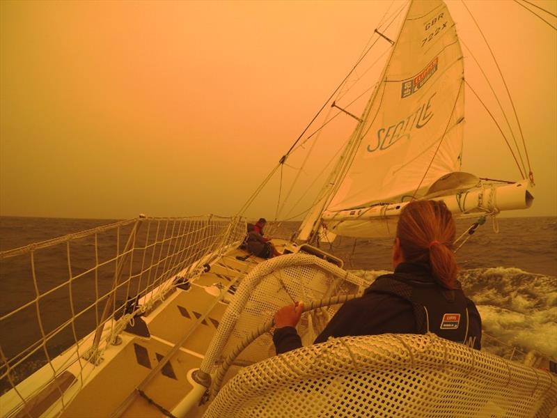 Onboard Seattle - WildFires smoke twilight - The Clipper Race Leg 4, Race 5, Day 14 photo copyright Clipper Race taken at  and featuring the Clipper 70 class