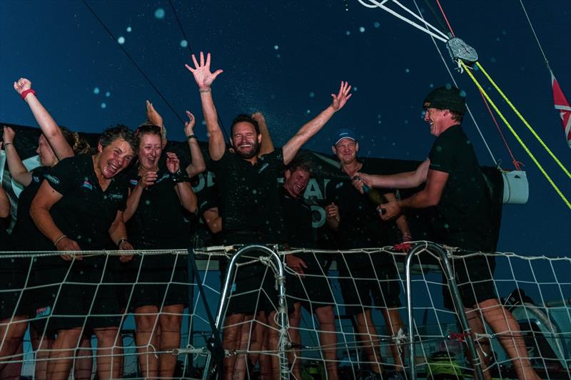 WTC Logistics celebrates winning Race 6 - 2019-20 Clipper Race  photo copyright Clipper Ventures taken at  and featuring the Clipper 70 class