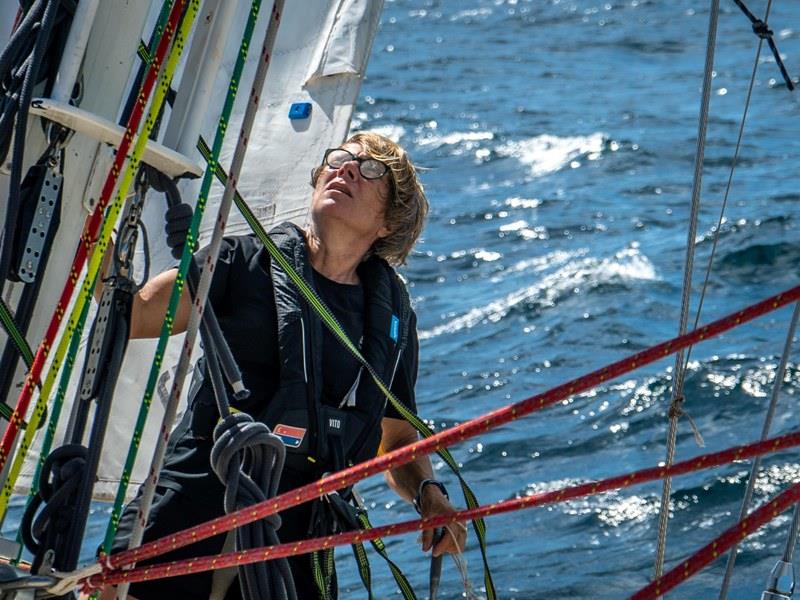 Laurence Vignon at the mast - The Clipper Race Leg 5 - Race 7, Day 3 - photo © Maeva Bardy