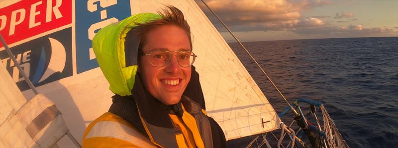 Dario on the bow at sunset - Clipper Round the World Race photo copyright Clipper Race taken at  and featuring the Clipper 70 class