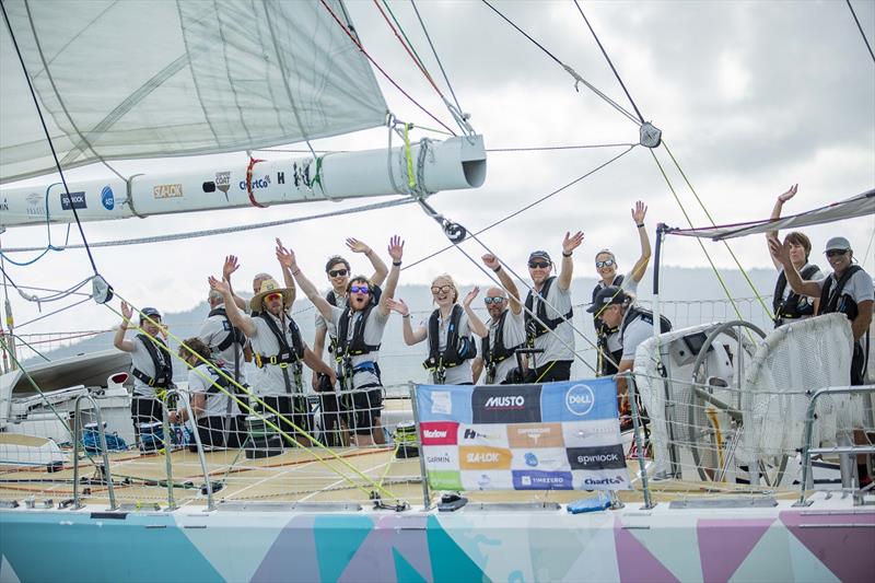 Craig and the GoToBermuda team on arrival into the Whitsundays photo copyright Brooke Miles Photography taken at  and featuring the Clipper 70 class