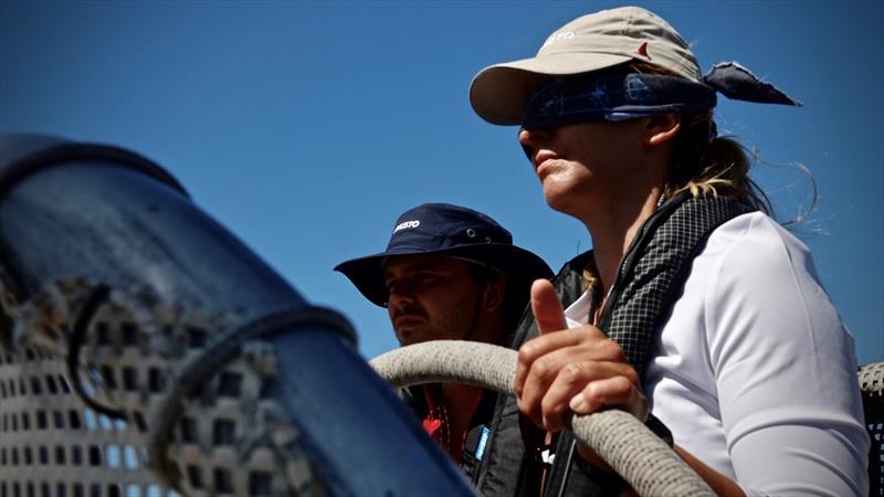 Clipper Race crew Sam and Carola Korea Blind Helming - photo © Barry Goble