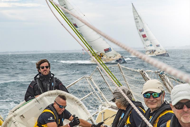 Clipper Round the World Race - Hugo at the helm race start photo copyright Clipper Race taken at  and featuring the Clipper 70 class