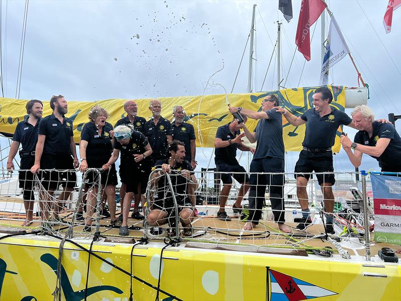 Clipper Race 11: Seattle Pacific Challenge  - Punta del Este celebrate their second place finish - photo © Clipper Race