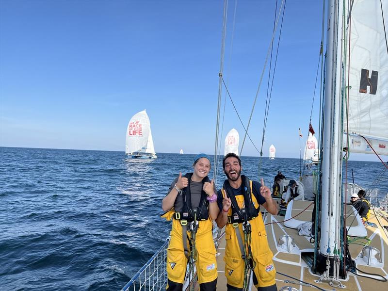 Clipper Race 14 - Maddie and Mike on board GoToBermuda at Race Start photo copyright Clipper Race taken at  and featuring the Clipper 70 class