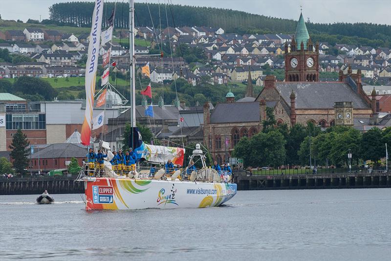 Visit Sanya from the Clipper Round the World Yacht Race arrives in Derry-Londonderry after leg 14, the Transatlantic Race photo copyright Martin McKeown taken at  and featuring the Clipper 70 class