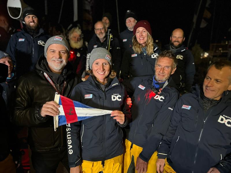 Race 2: Hundred Years Cup - Hannah Brewis and her Washington, DC team mates receiving a burgee from YCPE - photo © Clipper Race