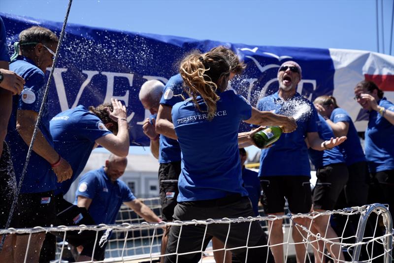 Perseverance team celebrate second place - photo © Clipper Race