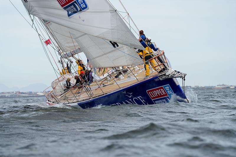 Perseverance on the water at Race Start - Race 4: Clipper Round The World Race photo copyright Clipper Race taken at  and featuring the Clipper 70 class